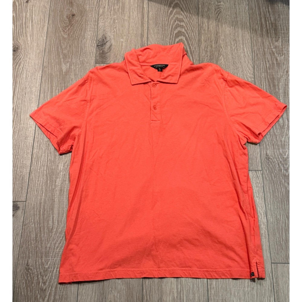 Liverpool Los Angeles Men XL Coral Orange Short Sleeve Polo Shirt 2-Button
